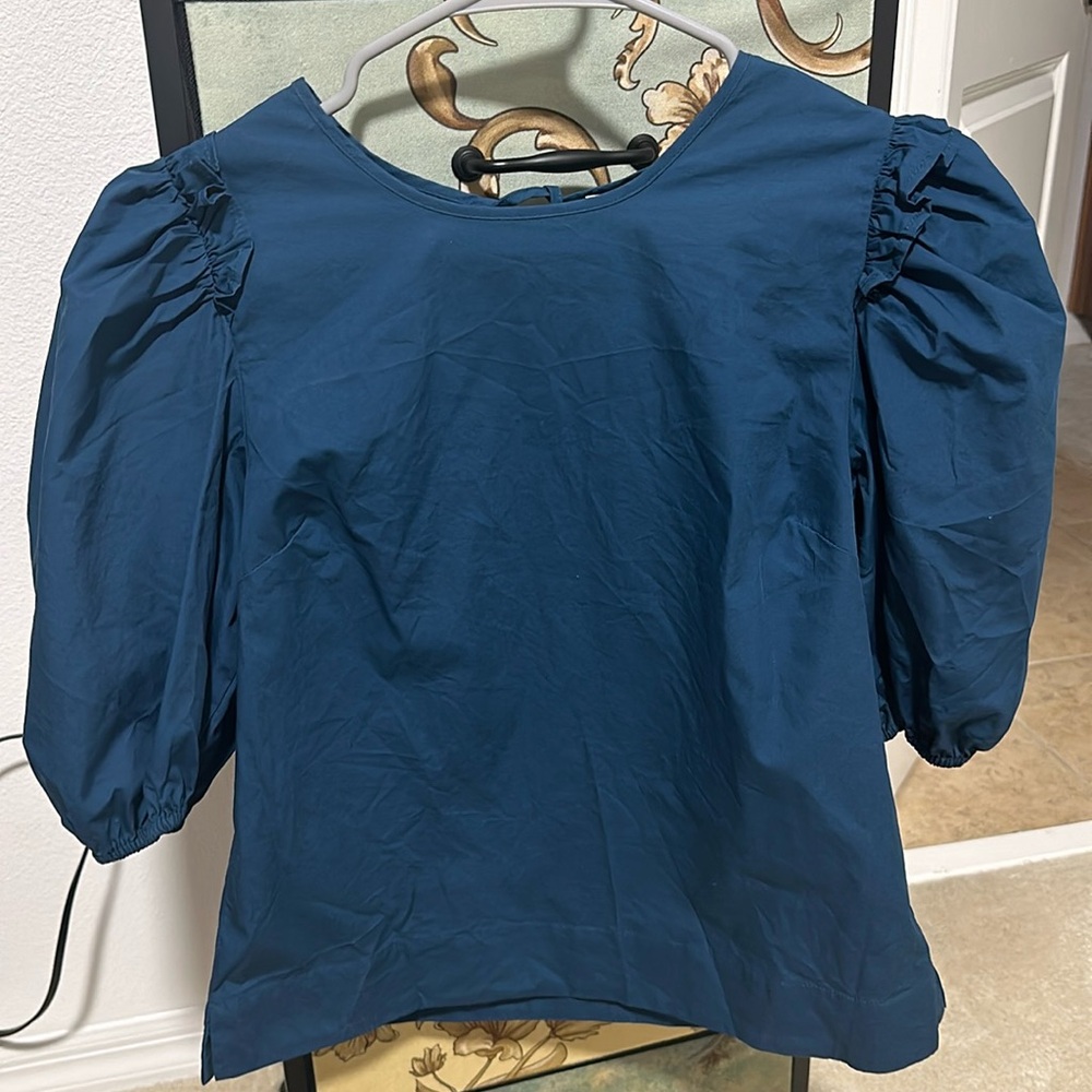 English Factory Puff Sleeves Shirt Teal